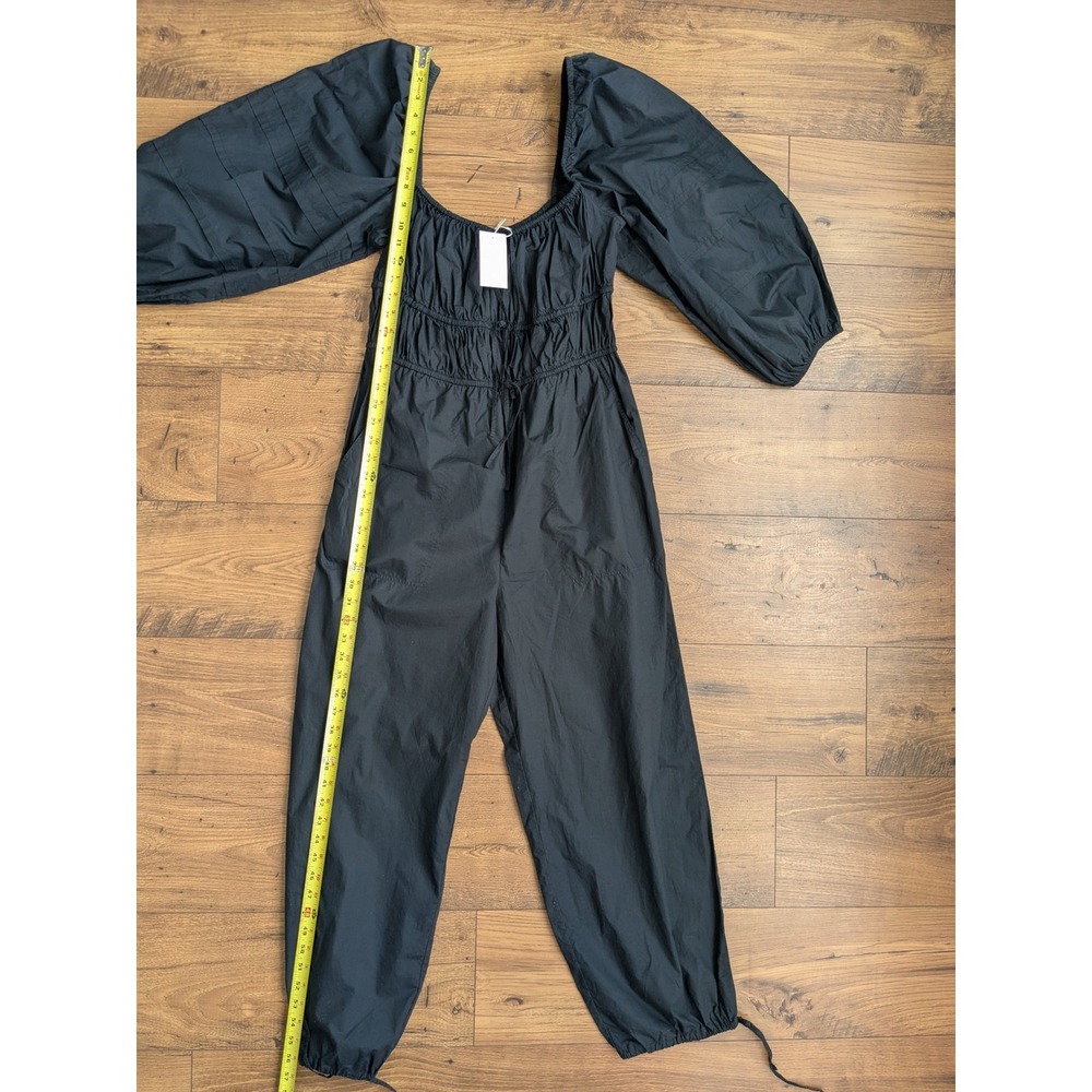 Ulla Johnson Amalie Jumpsuit Black Square Neck Puff Sleeve Tie Waist 8 READ - Picture 11 of 16